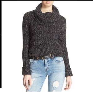 Free People Cowl Neck Sweater Black Retail$105